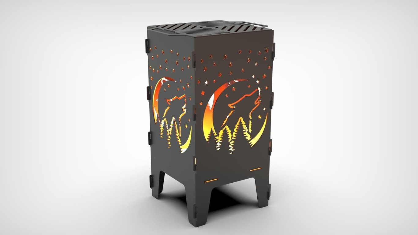 Wolf Fire Pit Grill. DXF files for laser, plasma cutting. Фото 7
