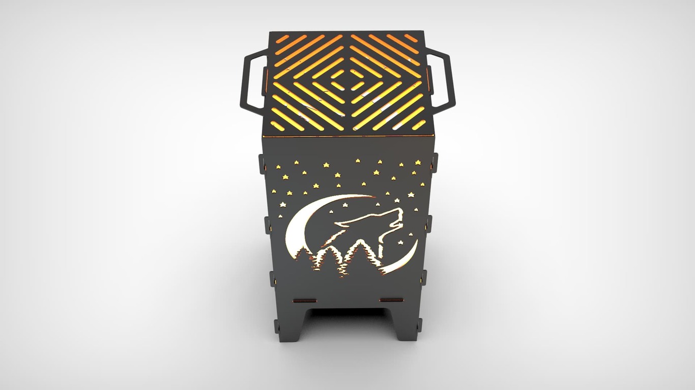 Wolf Fire Pit Grill. DXF files for laser, plasma cutting. Фото 8