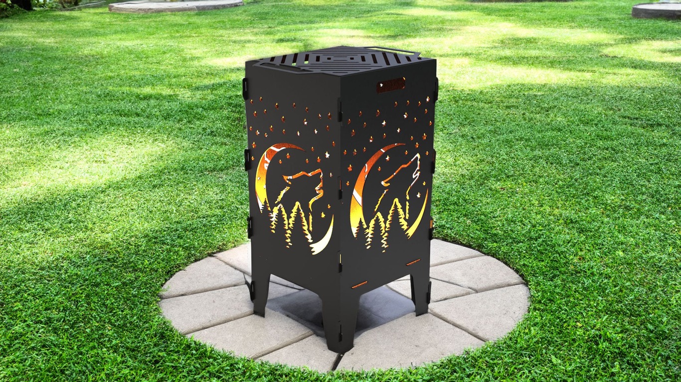 Wolf Fire Pit Grill. DXF files for laser, plasma cutting