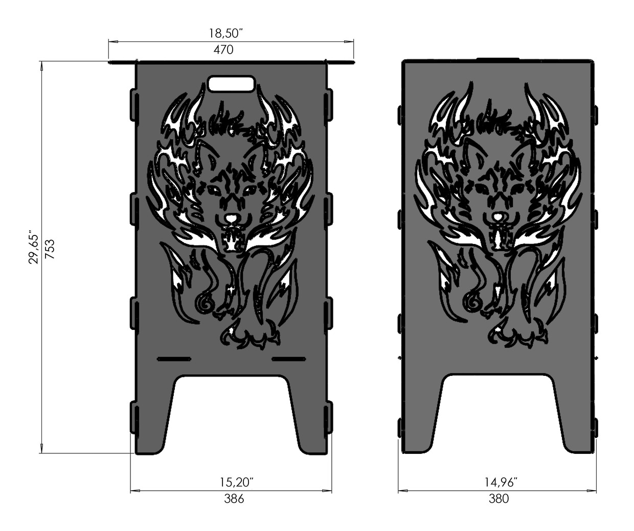 Fire Wolf Fire Pit Grill. DXF files for laser, plasma cutting. Фото 8