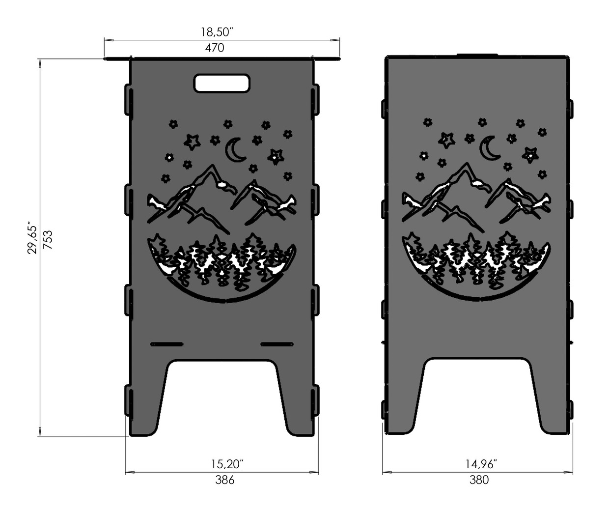 Mountains Fire Pit Grill. DXF files for laser, plasma cutting. Фото 10