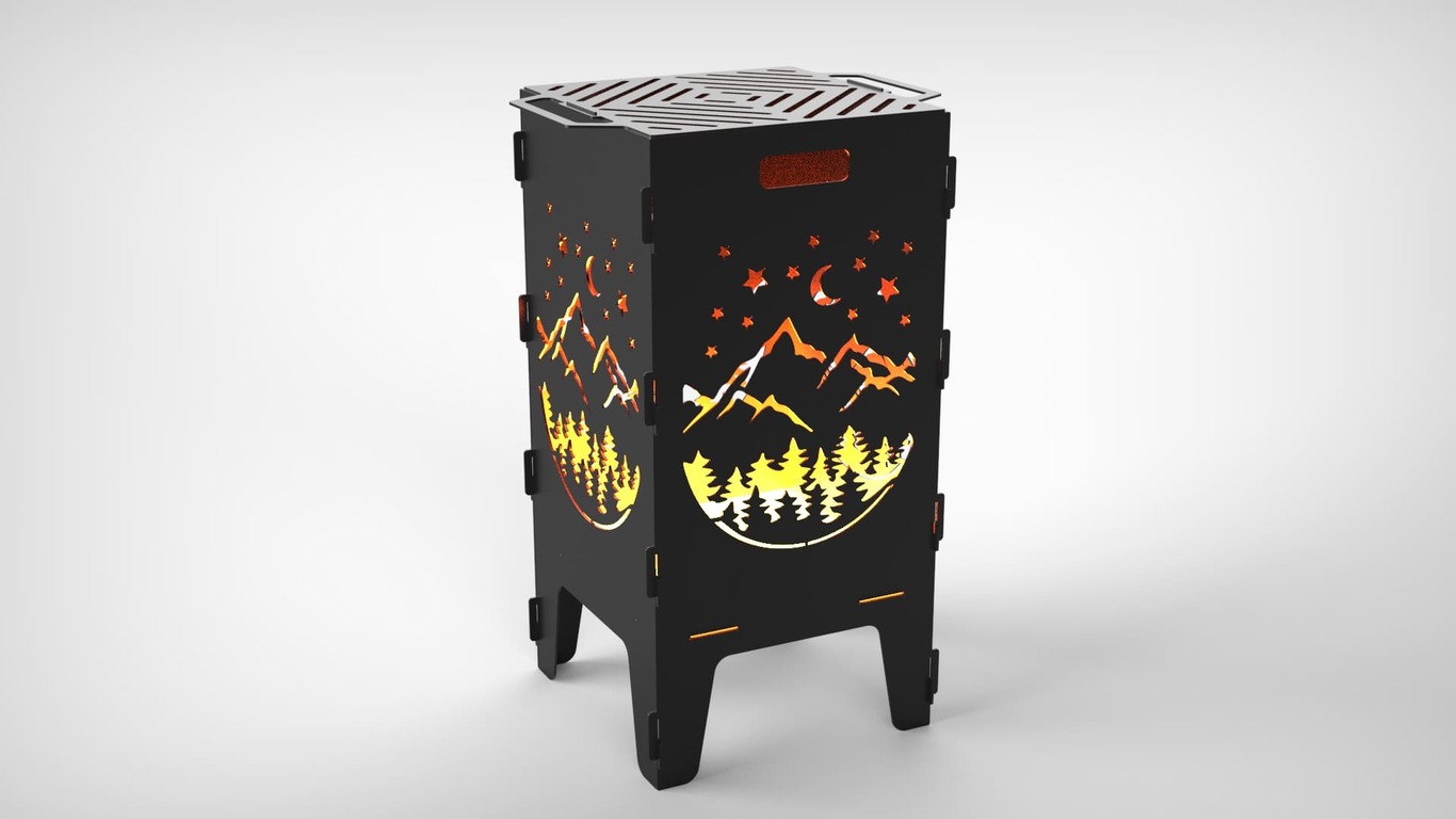 Mountains Fire Pit Grill. DXF files for laser, plasma cutting. Фото 2