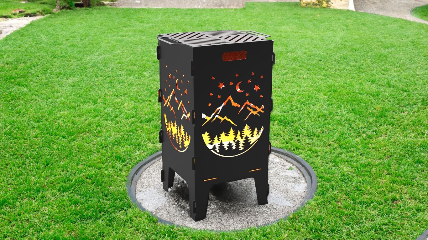 Mountains Fire Pit Grill. DXF files for laser, plasma cutting