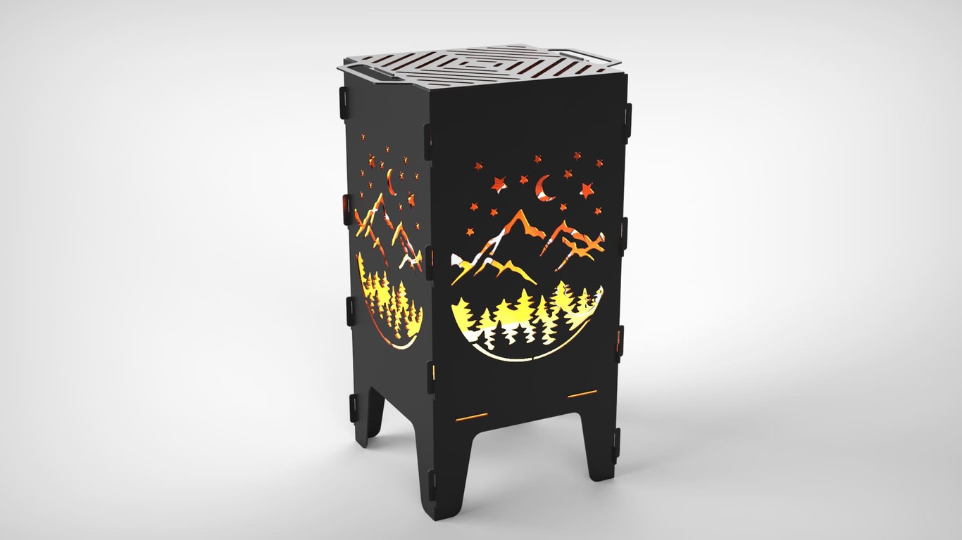Mountains Fire Pit Grill. DXF files for laser, plasma cutting. Фото 3