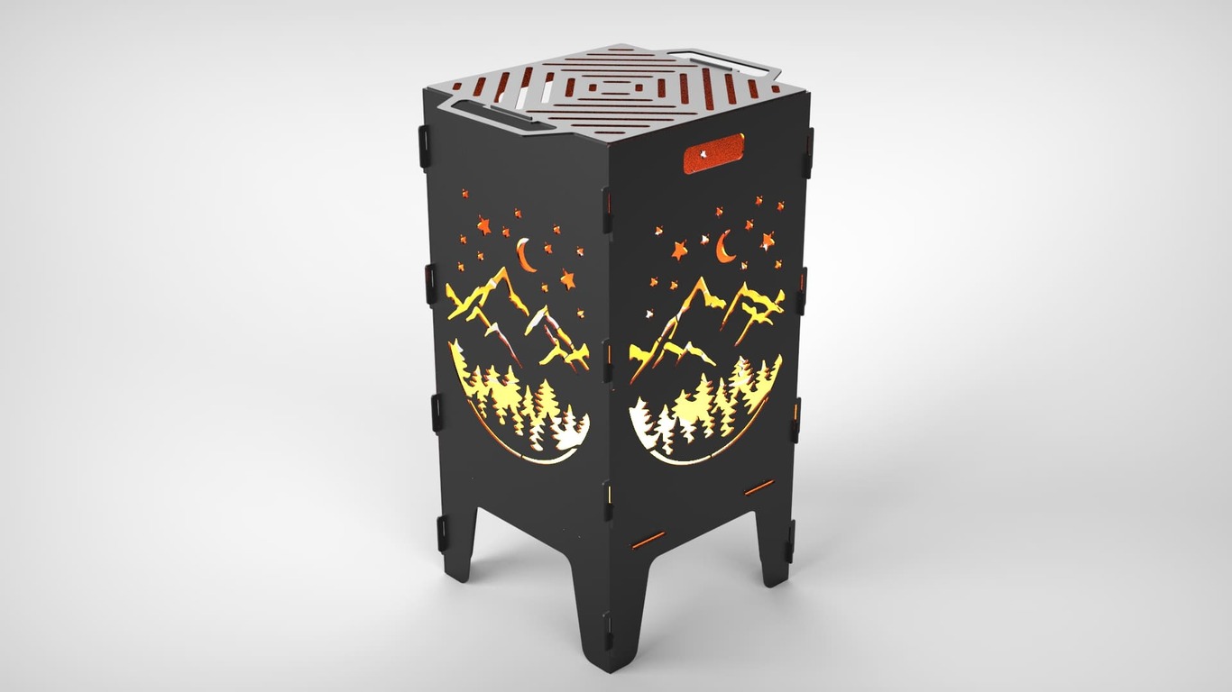 Mountains Fire Pit Grill. DXF files for laser, plasma cutting. Фото 4