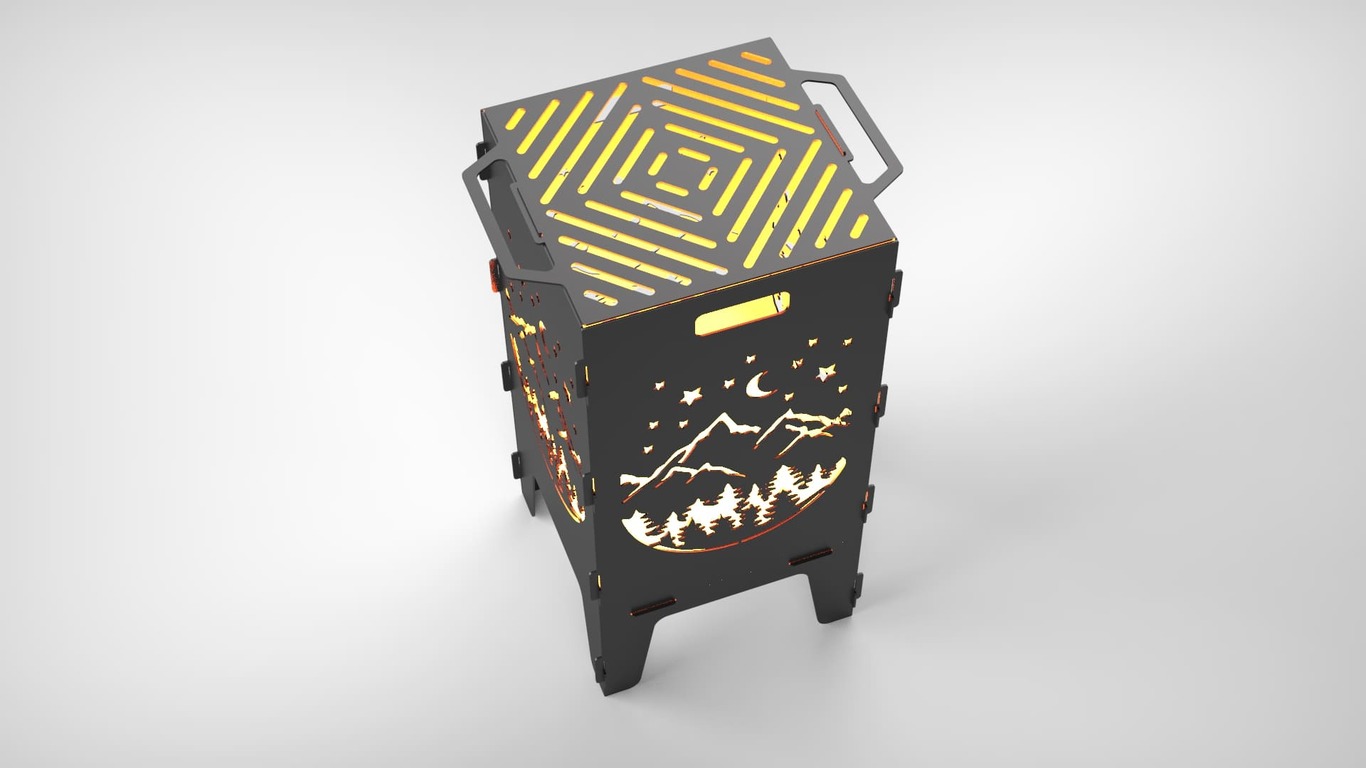 Mountains Fire Pit Grill. DXF files for laser, plasma cutting. Фото 6
