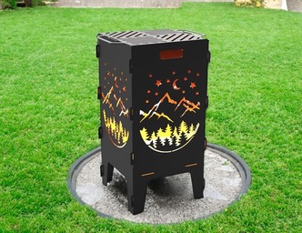 Mountains Fire Pit Grill. DXF files for laser, plasma cutting