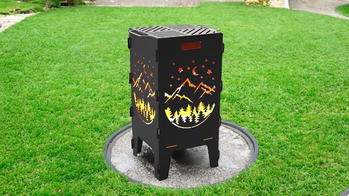 Mountains Fire Pit Grill. DXF files for laser, plasma cutting