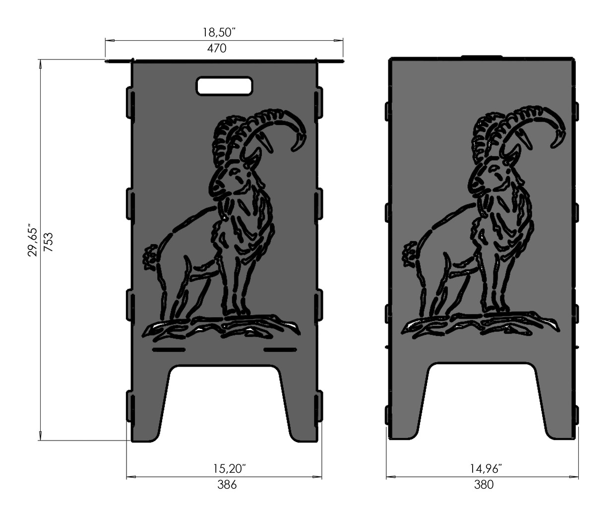 Wild Goat Fire Pit Grill. DXF files for laser, plasma cutting. Фото 8