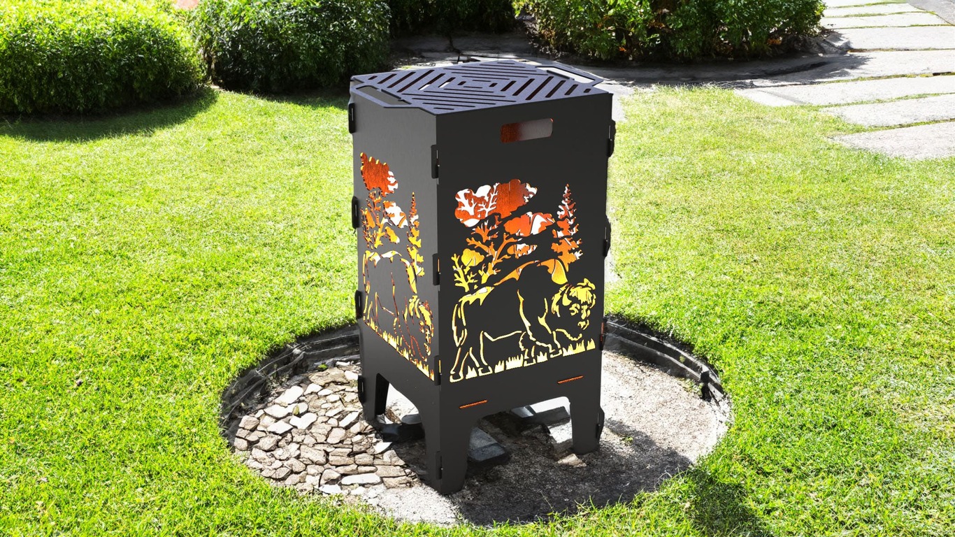 Bison Fire Pit Grill. DXF files for laser, plasma cutting