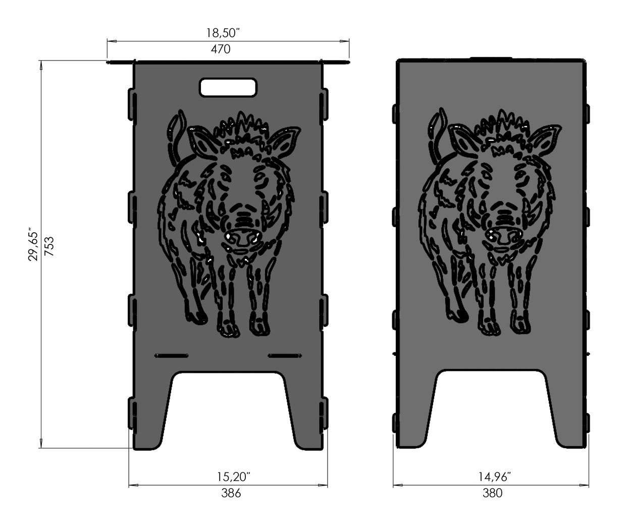 Boar Fire Pit Grill. DXF files for laser, plasma cutting. Фото 8