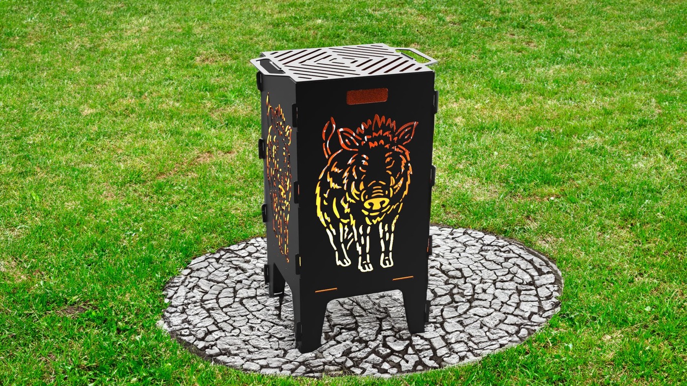 Boar Fire Pit Grill. DXF files for laser, plasma cutting