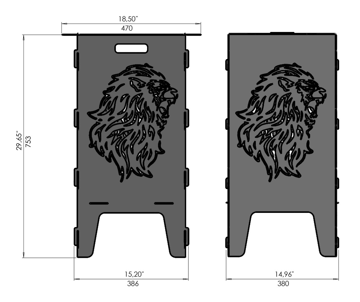 Lion Fire Pit Grill. DXF files for laser, plasma cutting. Фото 12