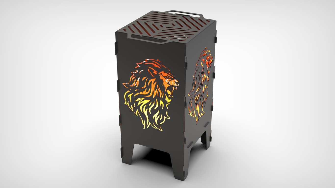 Lion Fire Pit Grill. DXF files for laser, plasma cutting. Фото 2