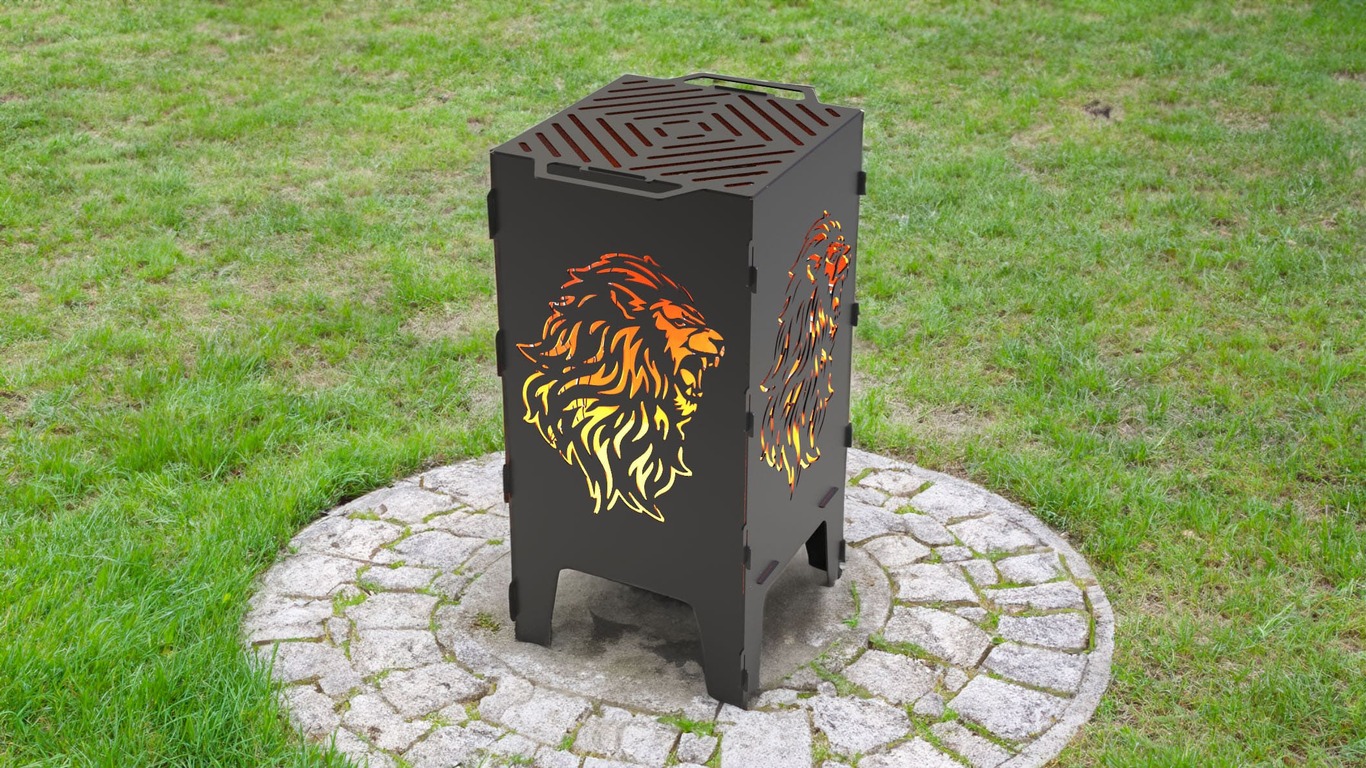 Lion Fire Pit Grill. DXF files for laser, plasma cutting