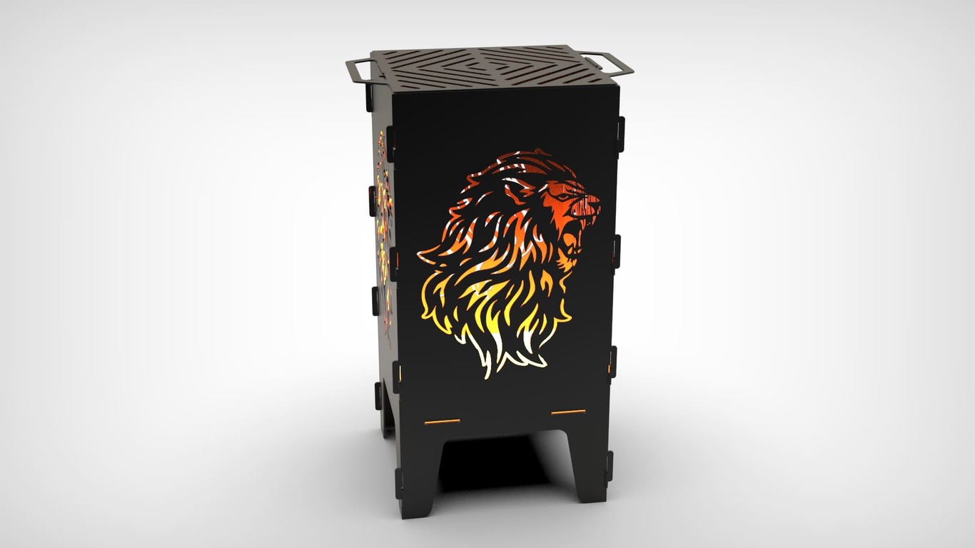 Lion Fire Pit Grill. DXF files for laser, plasma cutting. Фото 3