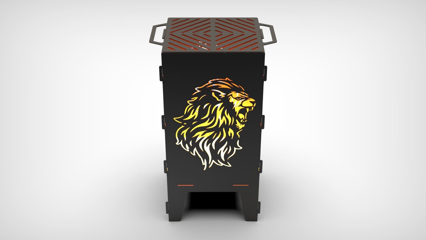 Lion Fire Pit Grill. DXF files for laser, plasma cutting. Фото 5