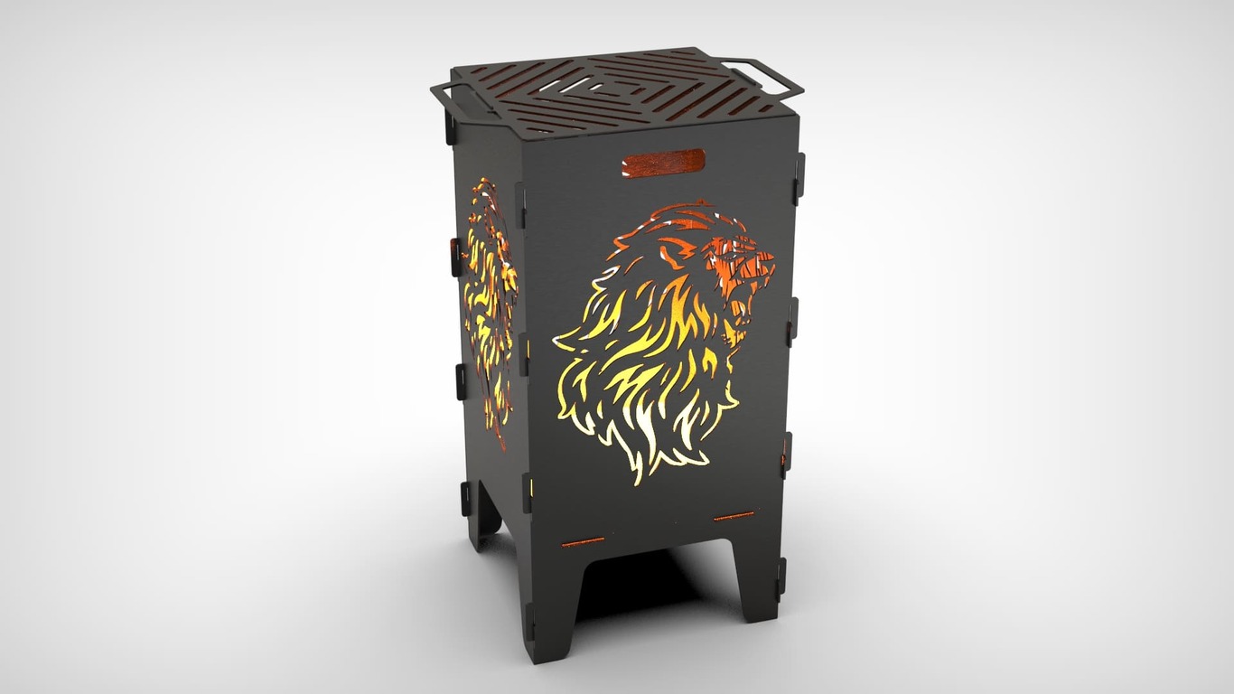 Lion Fire Pit Grill. DXF files for laser, plasma cutting. Фото 6