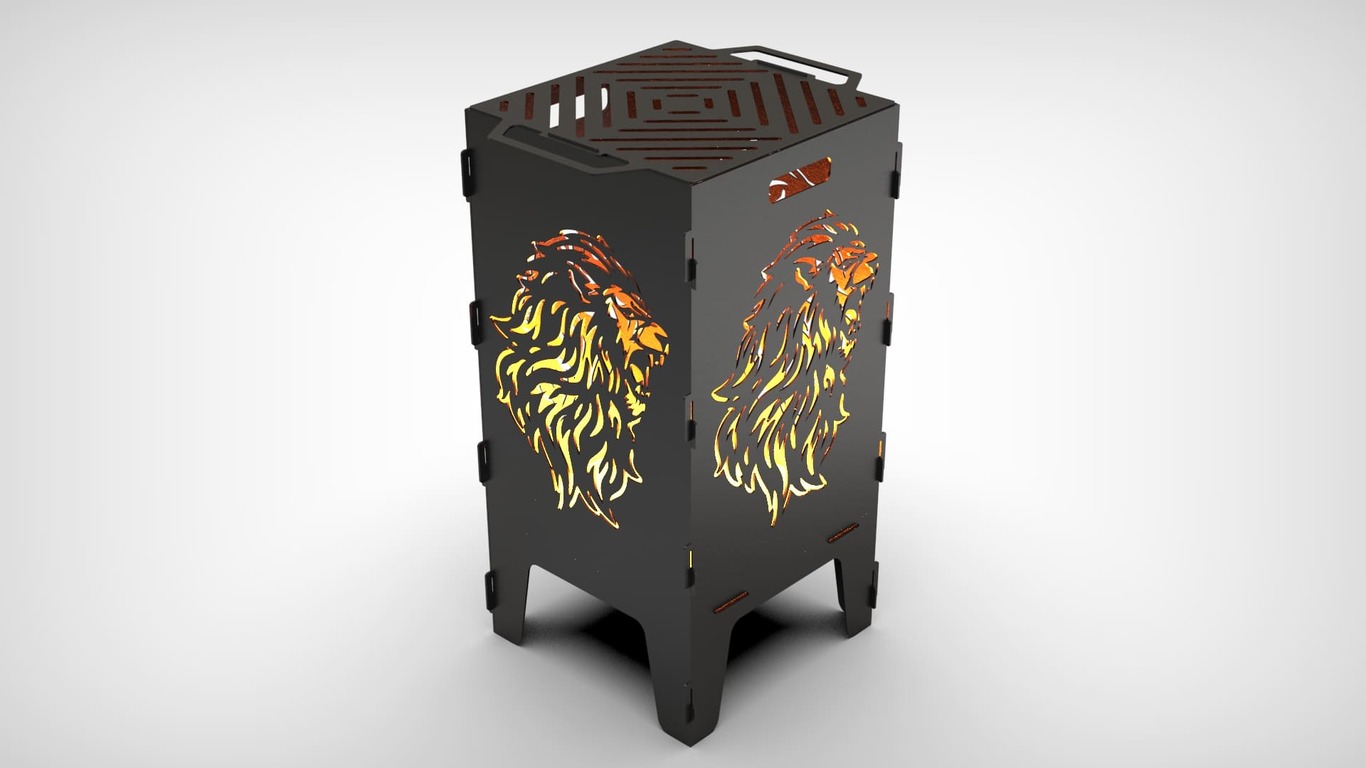 Lion Fire Pit Grill. DXF files for laser, plasma cutting. Фото 7