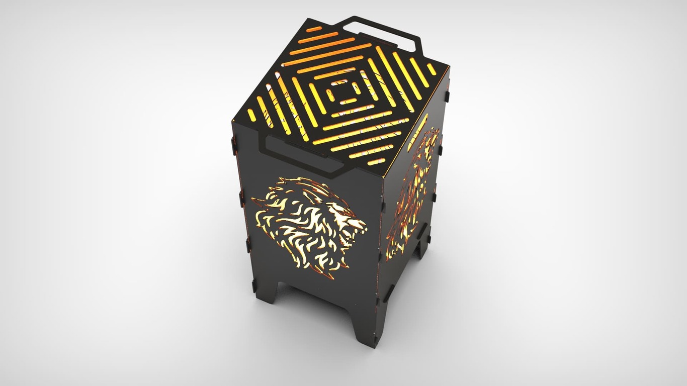 Lion Fire Pit Grill. DXF files for laser, plasma cutting. Фото 8