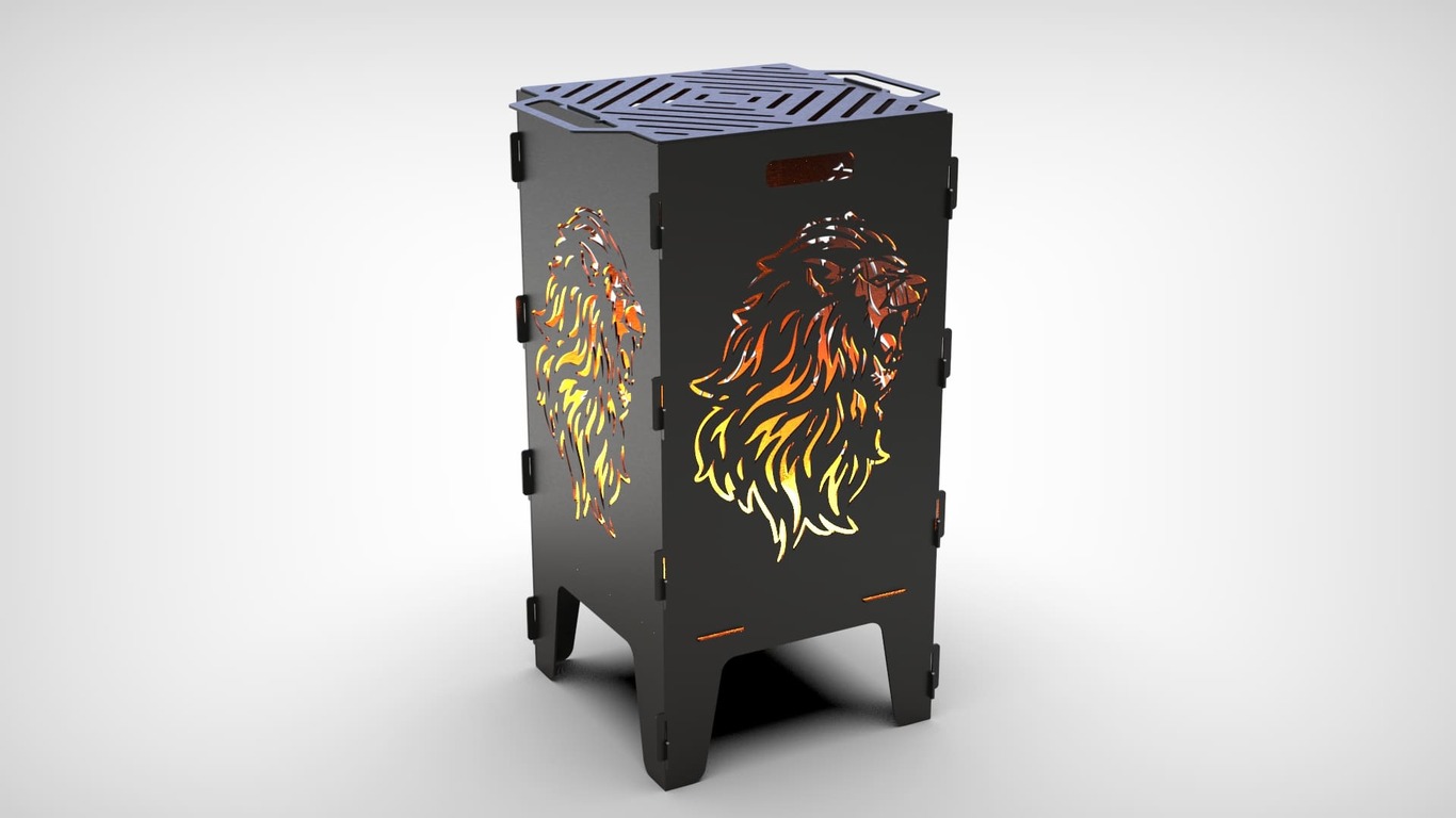 Lion Fire Pit Grill. DXF files for laser, plasma cutting. Фото 11