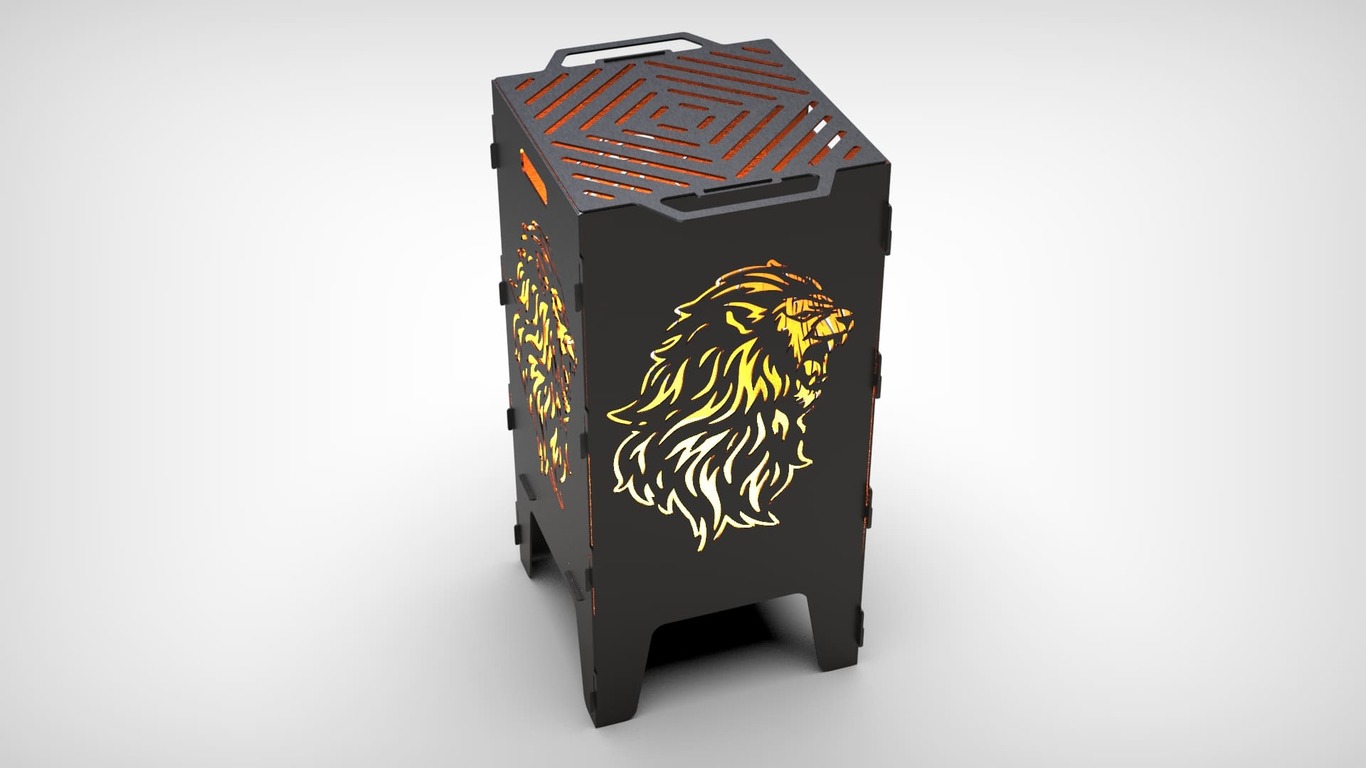 Lion Fire Pit Grill. DXF files for laser, plasma cutting. Фото 10