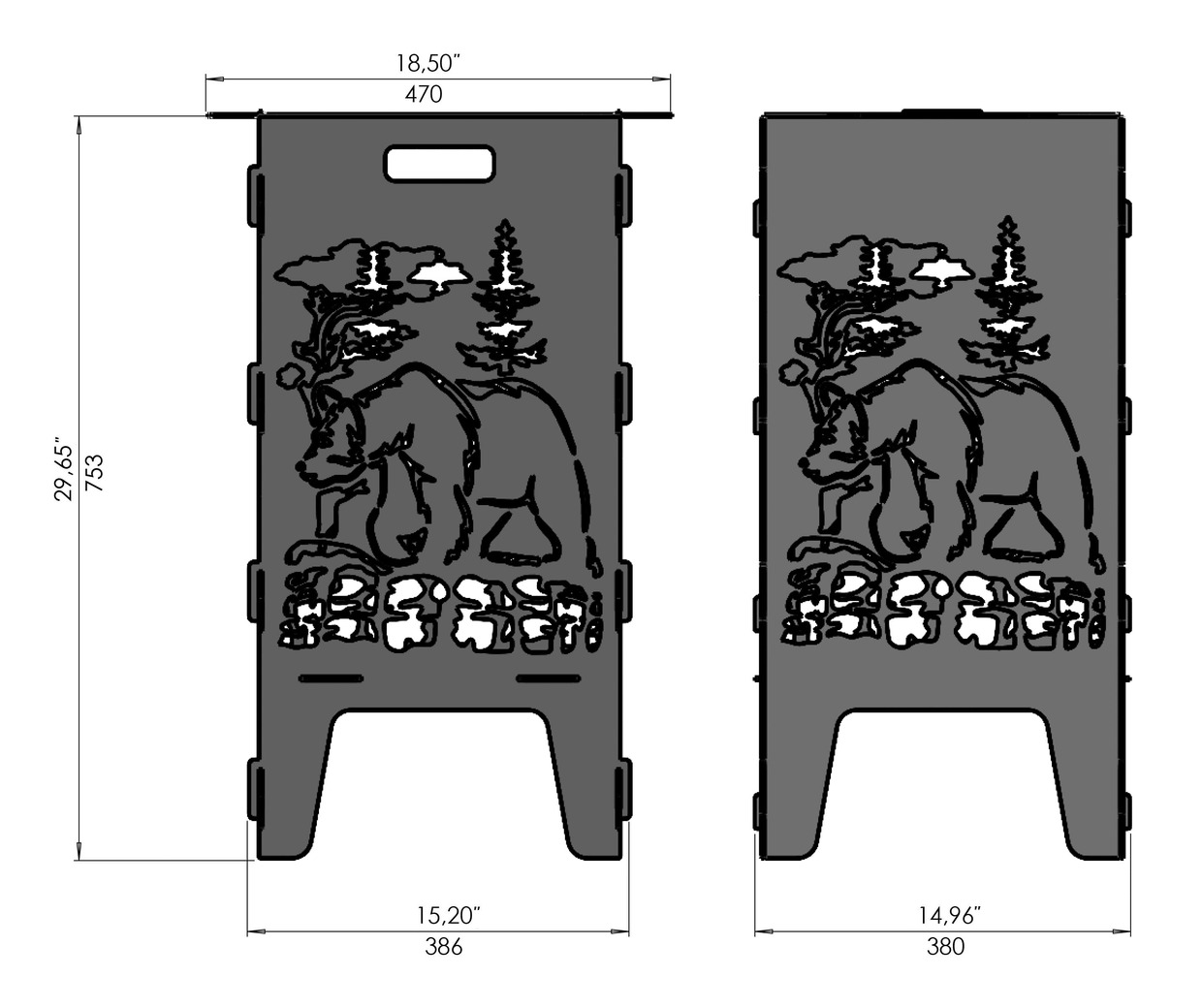 Bear Fire Pit Grill. DXF files for laser, plasma cutting. Фото 7