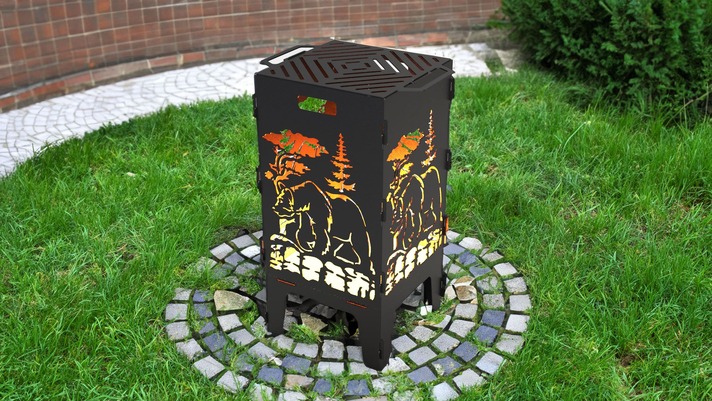 Bear Fire Pit Grill. DXF files for laser, plasma cutting