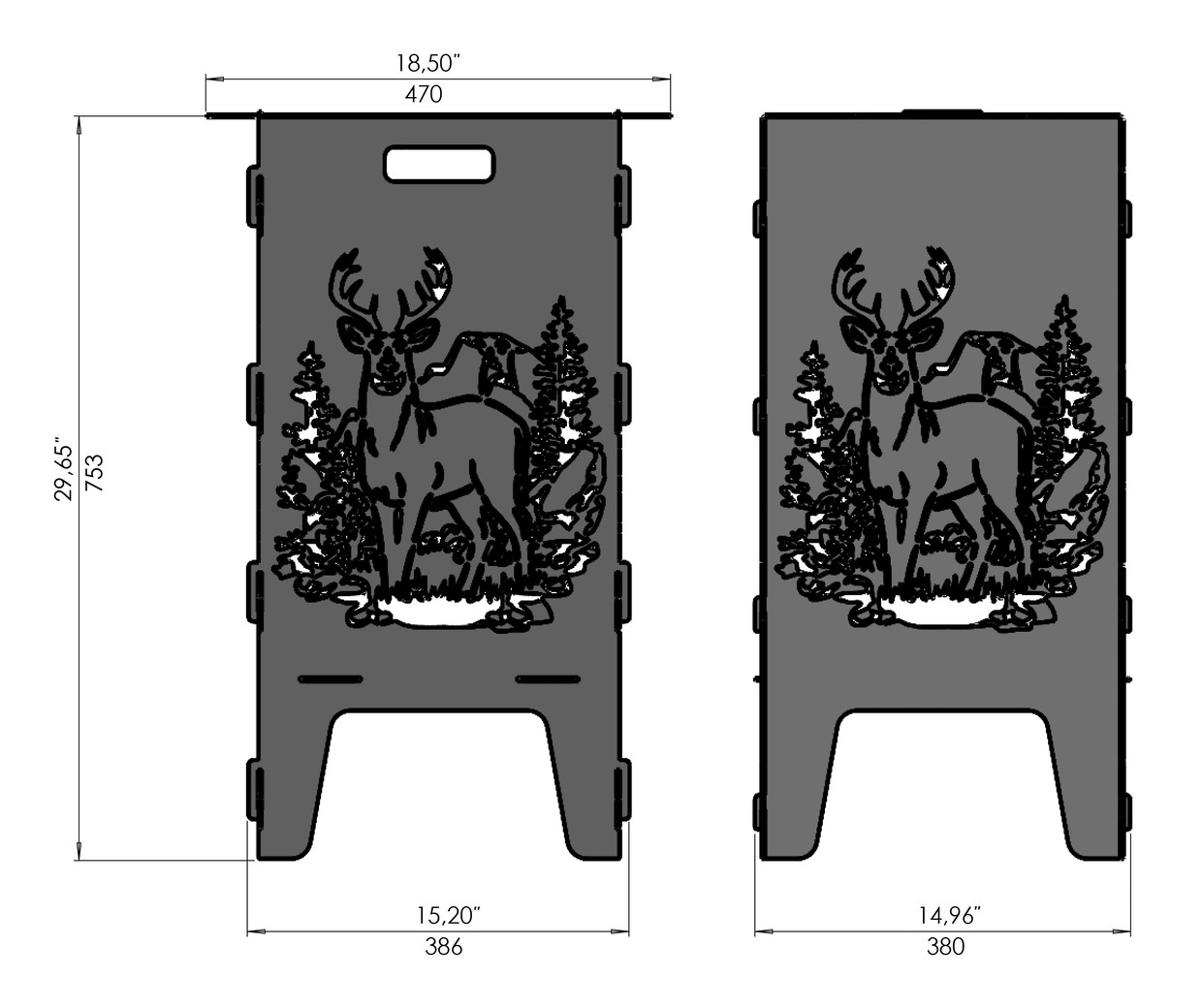 Deer Fire Pit Grill. DXF files for laser, plasma cutting. Фото 9