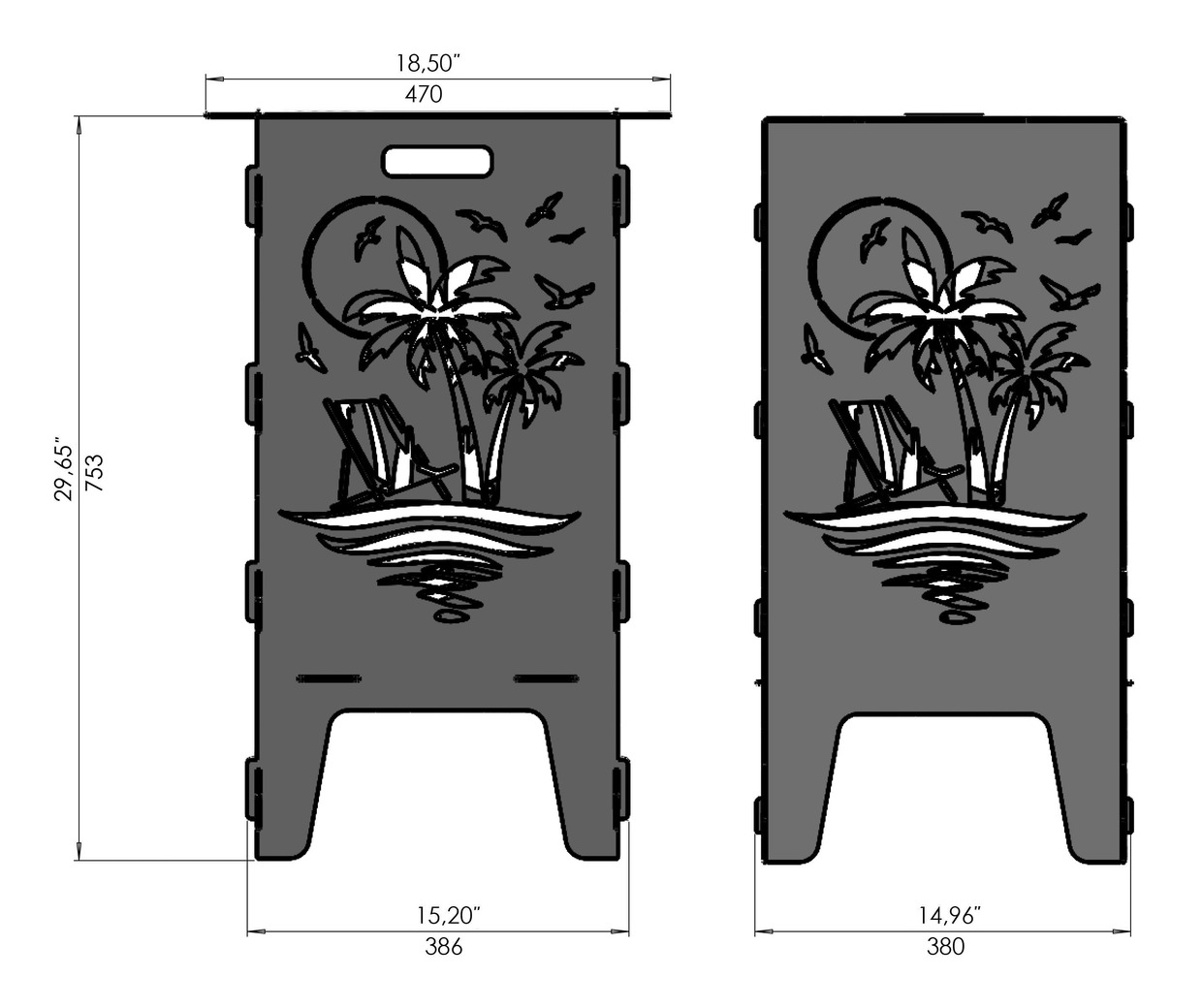 Palm Fire Pit Grill. DXF files for laser, plasma cutting. Фото 15