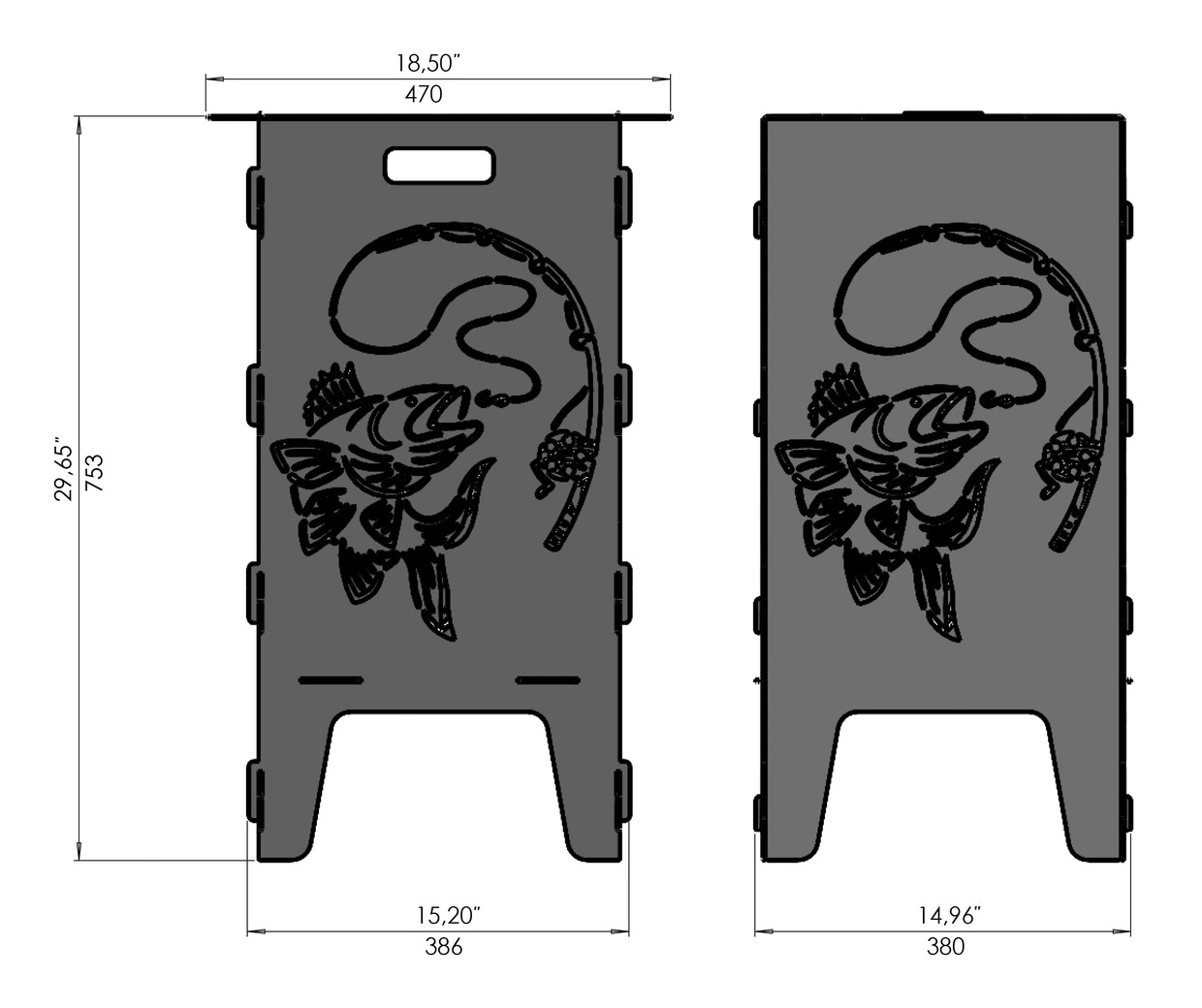 Fishing Fire Pit Grill. DXF files for laser, plasma cutting. Фото 9