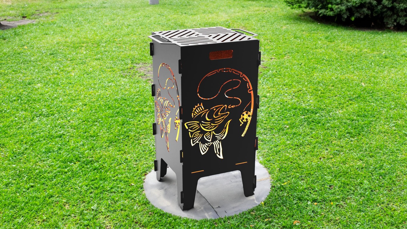 Fishing Fire Pit Grill. DXF files for laser, plasma cutting