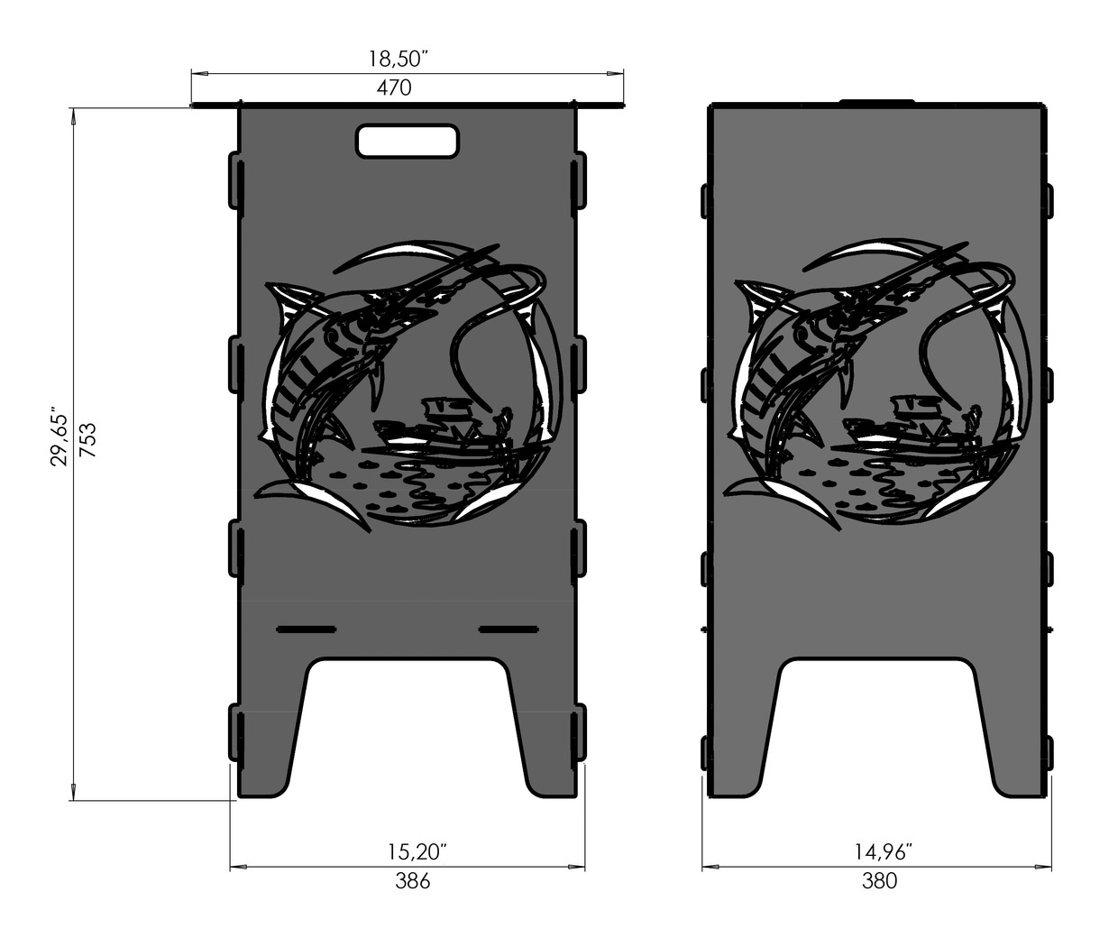 Fishing Fire Pit Grill V2. DXF files for laser, plasma cutting. Фото 7