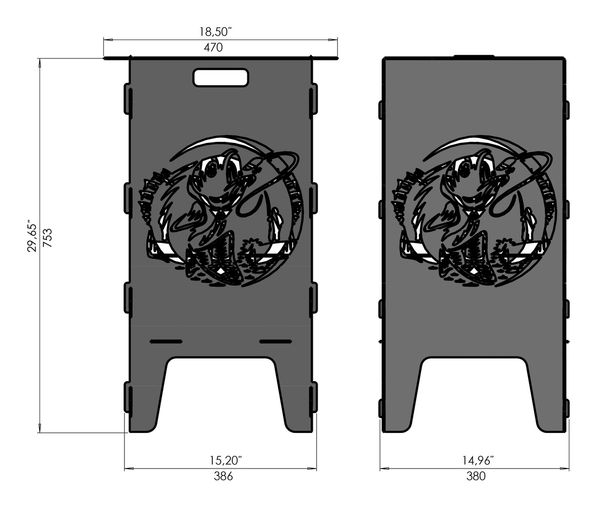 Fishing Fire Pit Grill V3. DXF files for laser, plasma cutting. Фото 7