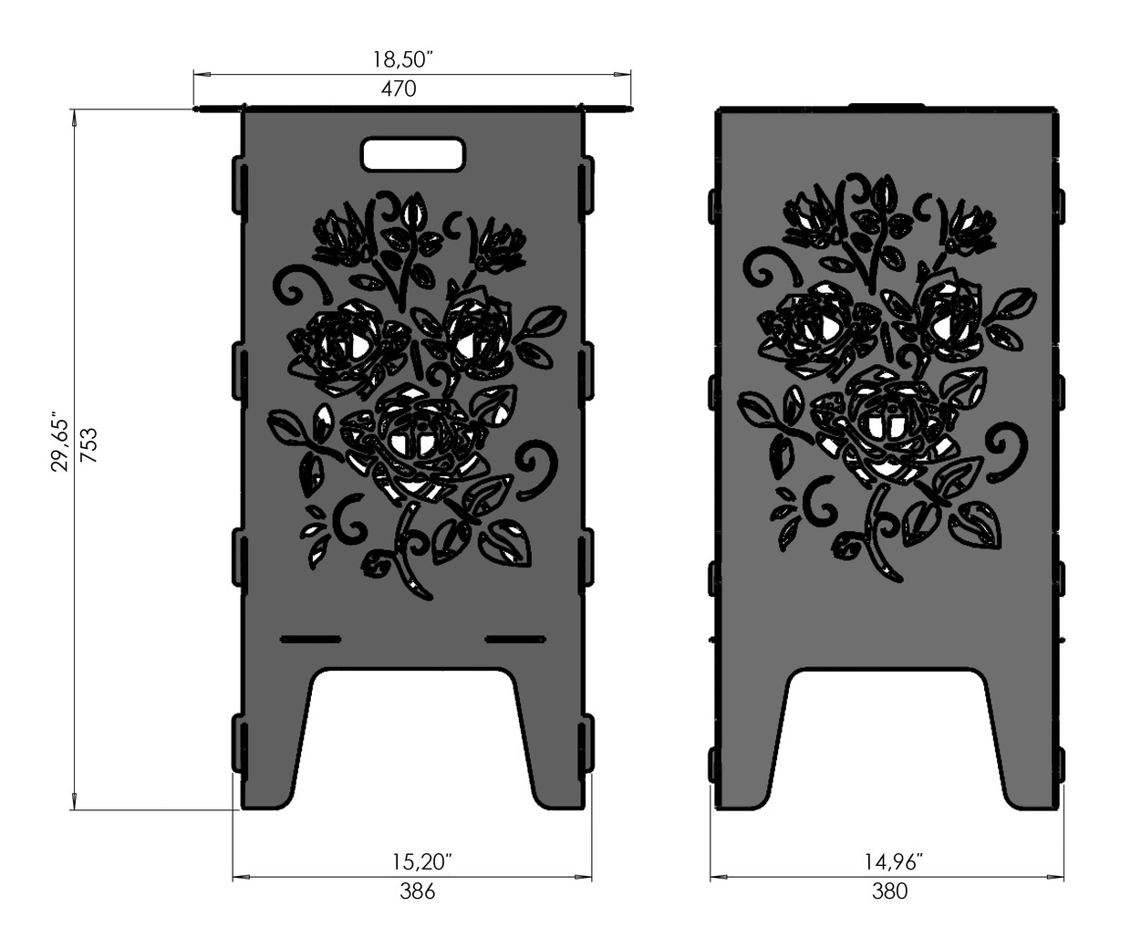 Roses Fire Pit Grill. DXF files for laser, plasma cutting. Фото 13