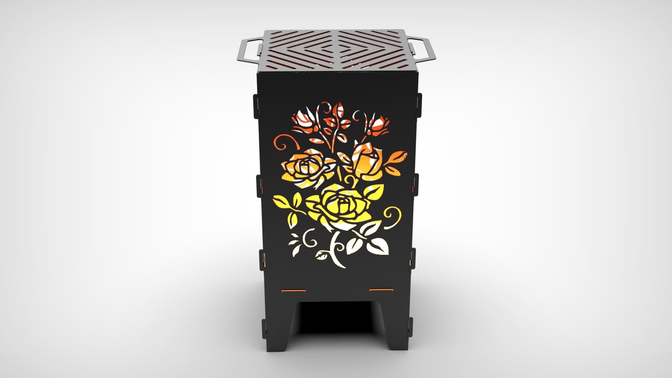 Roses Fire Pit Grill. DXF files for laser, plasma cutting. Фото 2