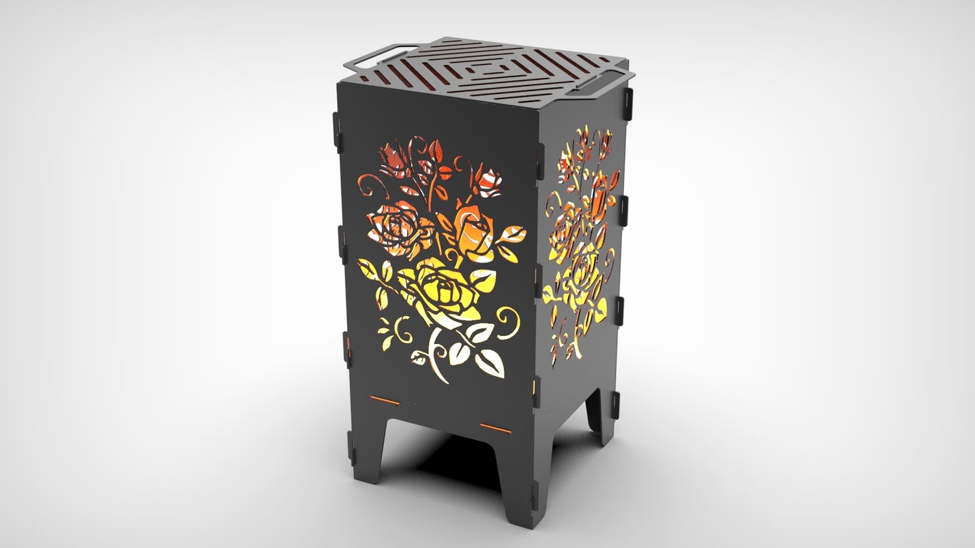 Roses Fire Pit Grill. DXF files for laser, plasma cutting. Фото 3