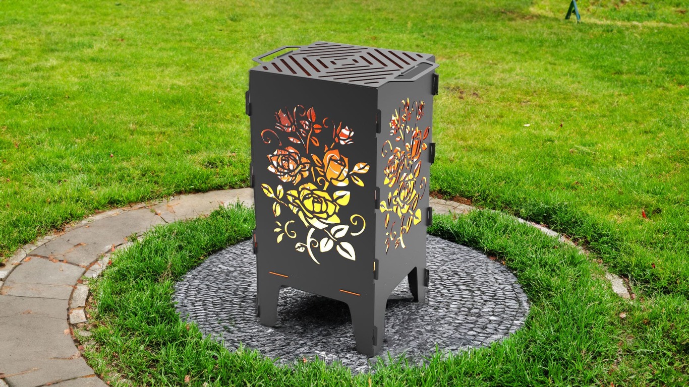 Roses Fire Pit Grill. DXF files for laser, plasma cutting