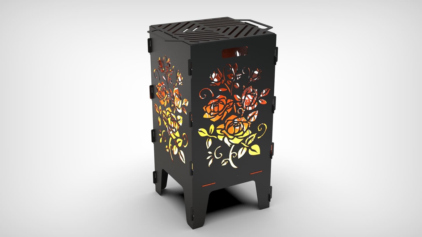 Roses Fire Pit Grill. DXF files for laser, plasma cutting. Фото 6