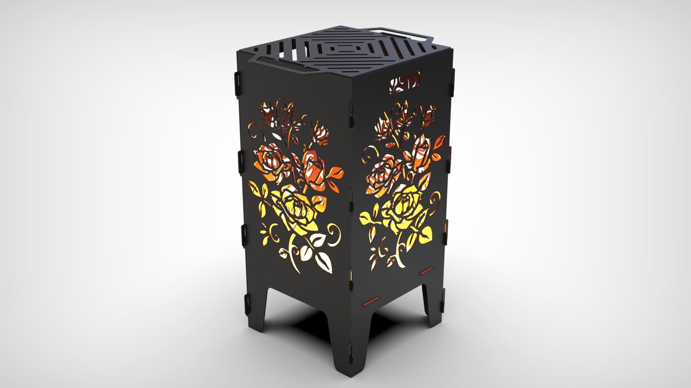 Roses Fire Pit Grill. DXF files for laser, plasma cutting. Фото 8