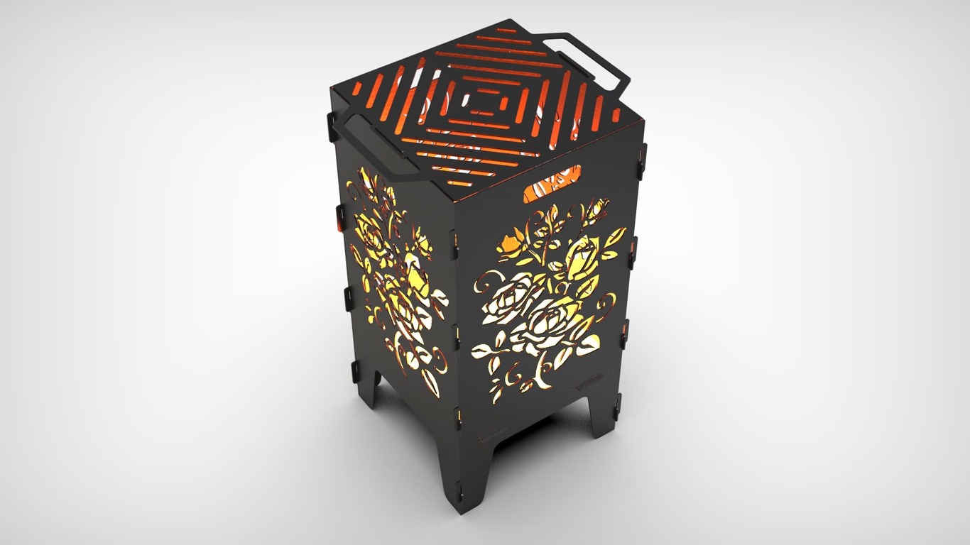 Roses Fire Pit Grill. DXF files for laser, plasma cutting. Фото 9