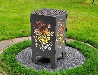 Roses Fire Pit Grill. DXF files for laser, plasma cutting