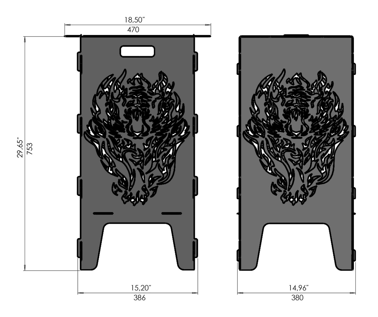 Fire Tiger Fire Pit Grill. DXF files for laser, plasma cutting. Фото 7