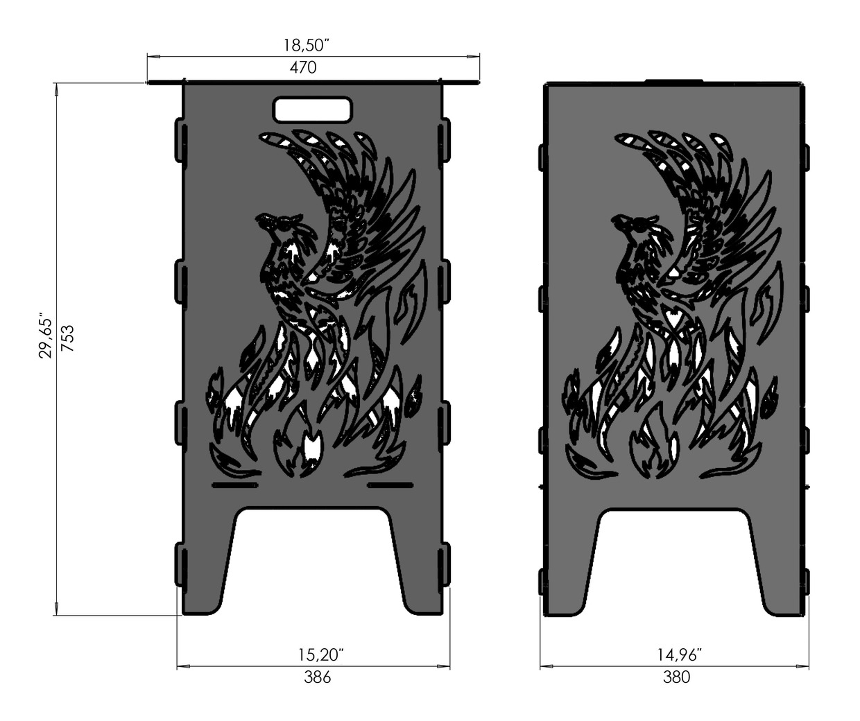 Phoenix Fire Pit Grill. DXF files for laser, plasma cutting. Фото 8