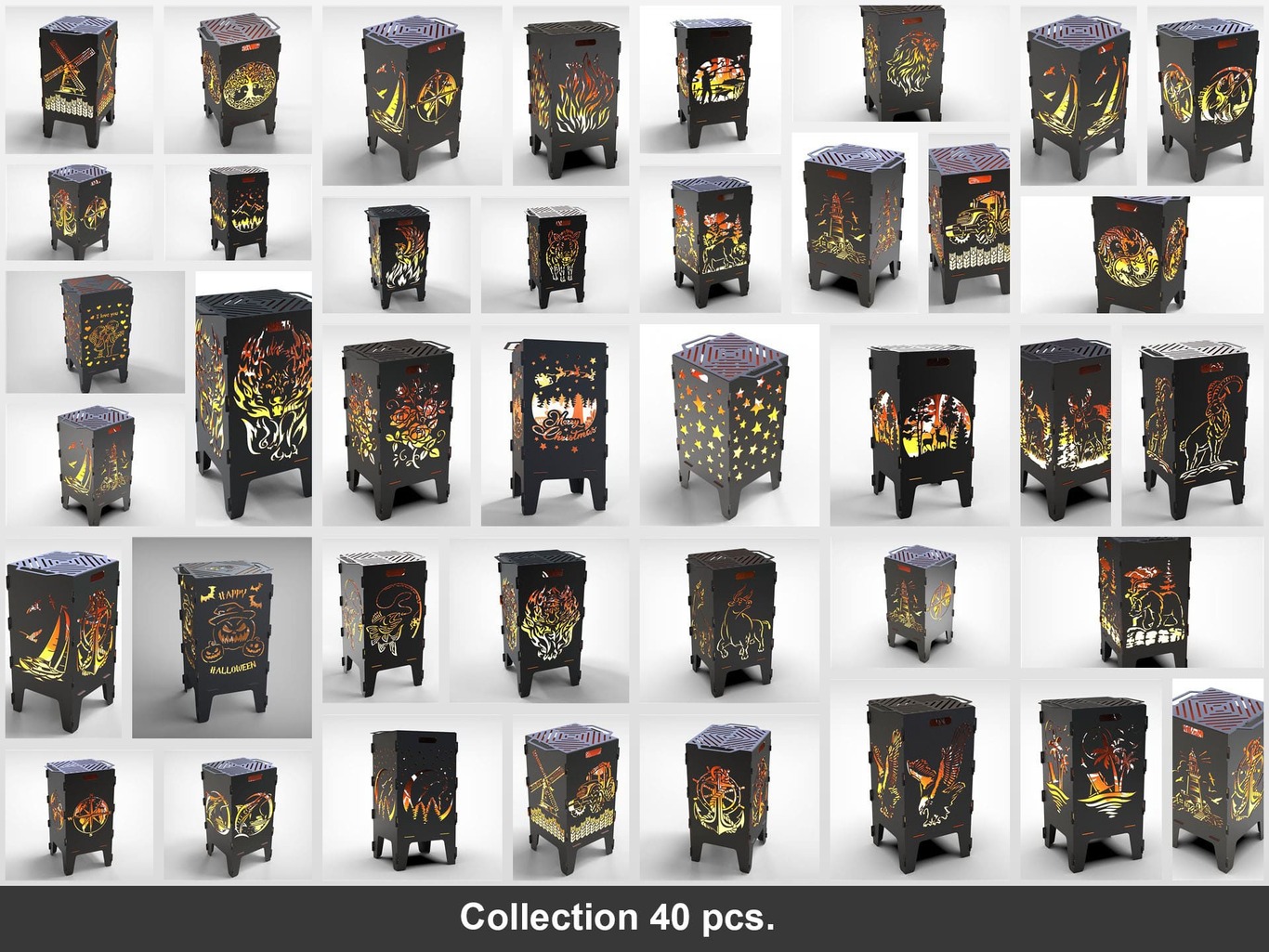 40-Piece Fire Pit Grill Bundle. DXF files for laser, plasma cutting