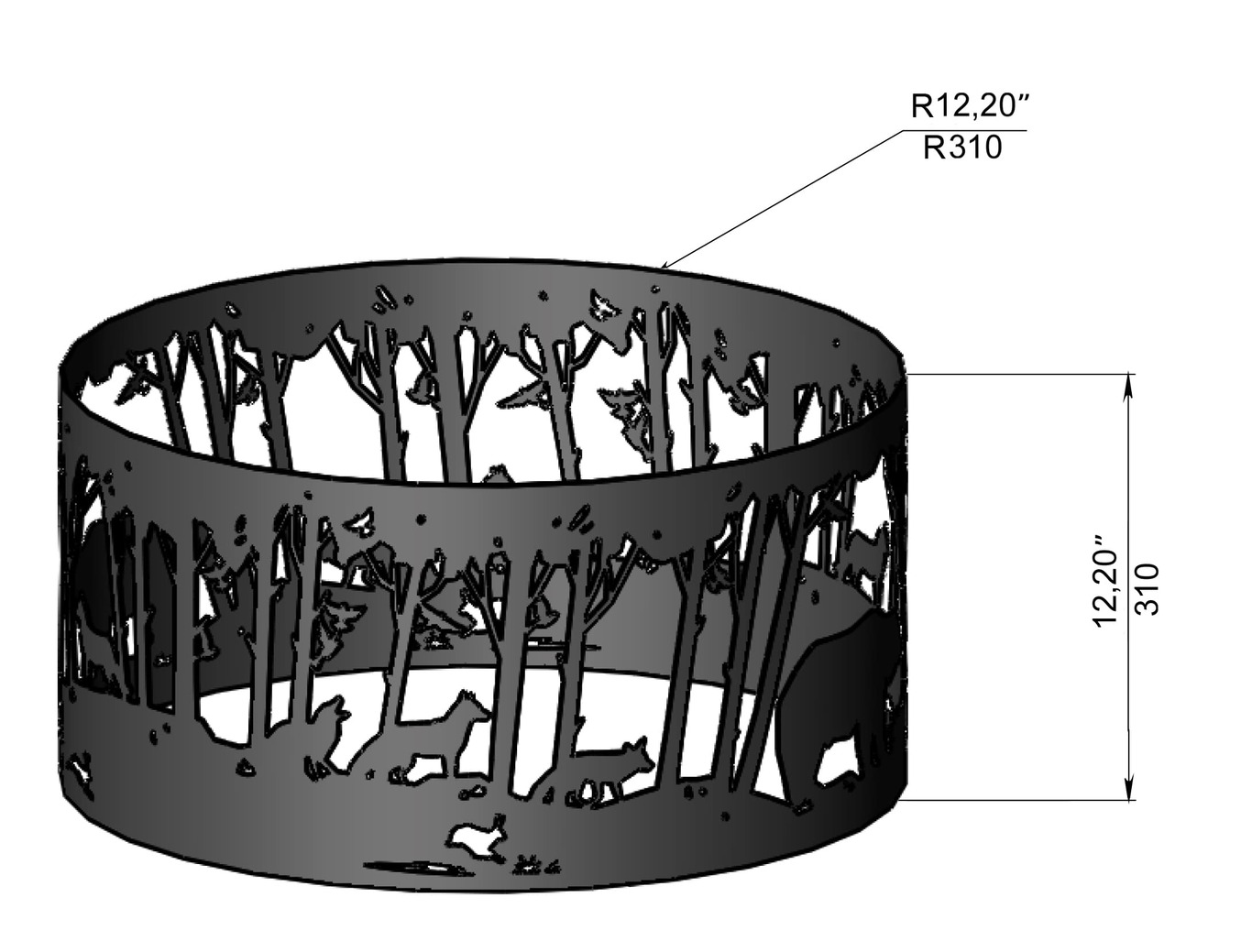 Bear Ring Fire Pit. DXF, SVG files for laser, plasma cutting. Фото 10