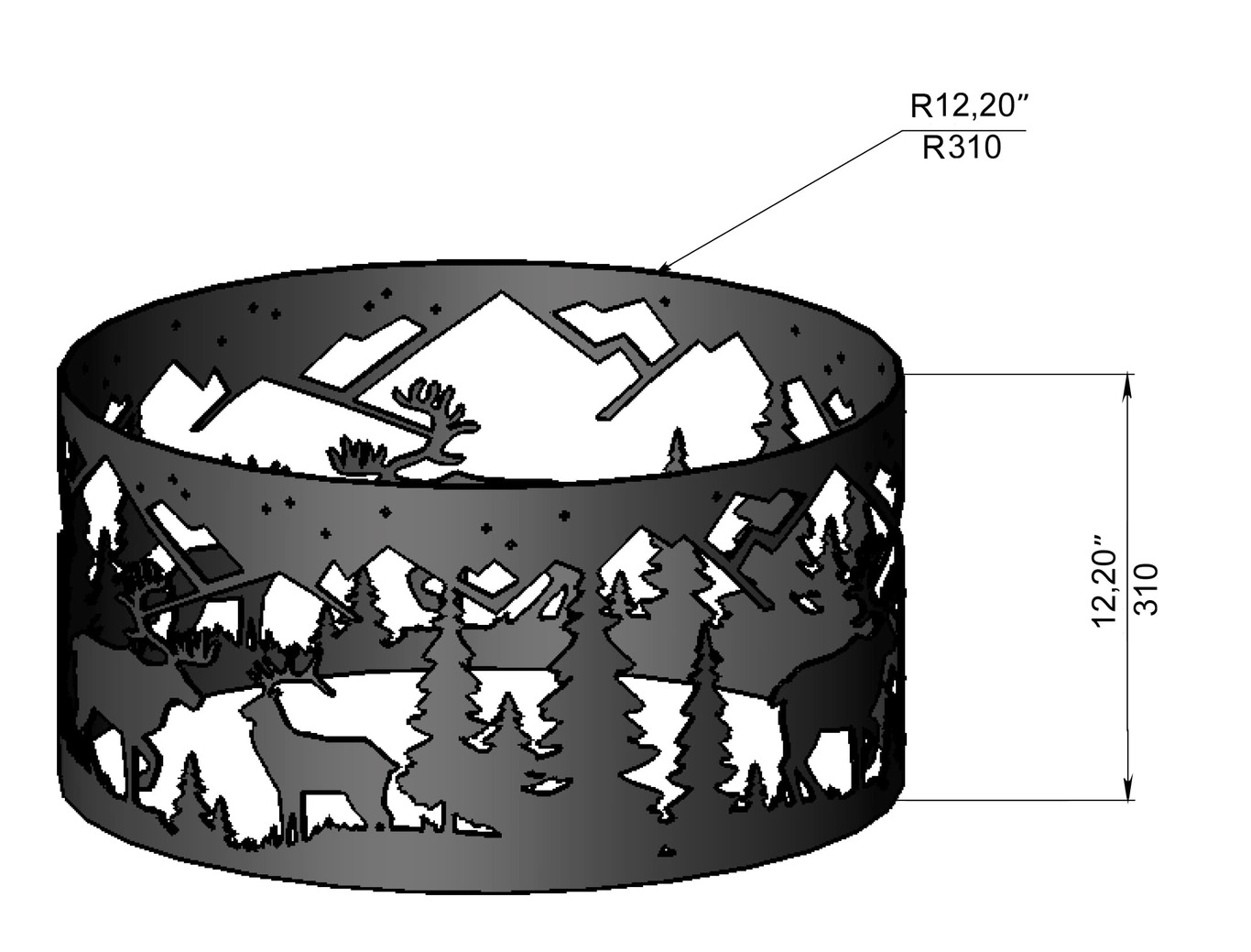 Deer Ring Fire Pit. DXF, SVG files for laser, plasma cutting. Фото 9