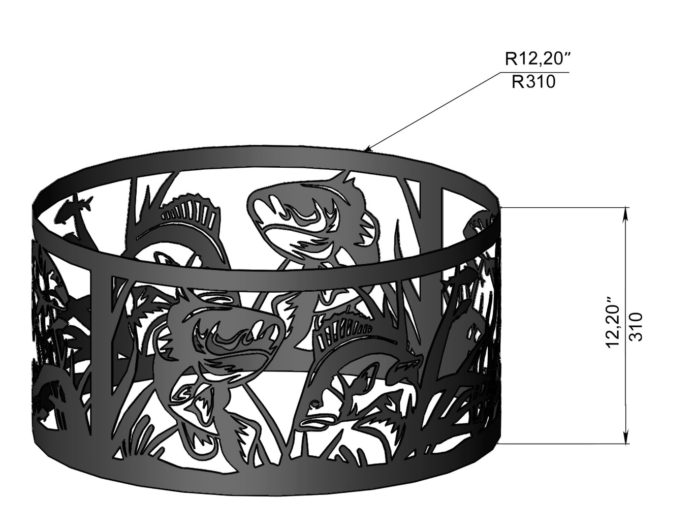 Anello per Braciere Pesce. File DXF, SVG per taglio laser, plasma. Фото 12