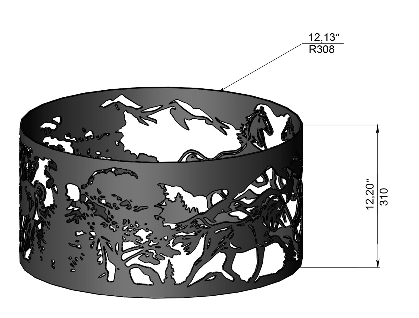 Anello per Braciere Cavalli. File DXF, SVG per taglio laser, plasma. Фото 12