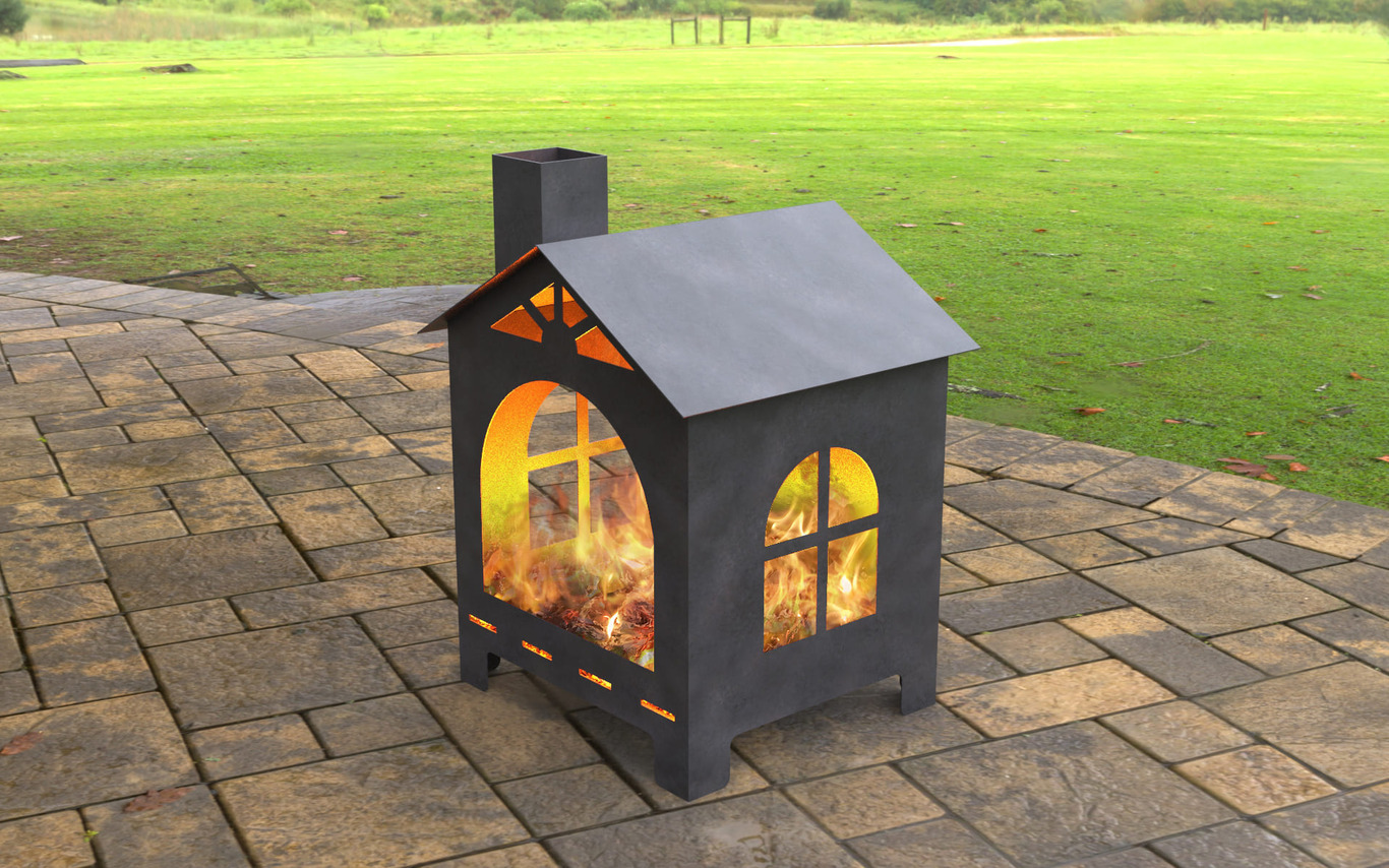 House Outdoor Fireplace. DXF, SVG files for laser, plasma cutting. Patio Fire Pit. Фото 2